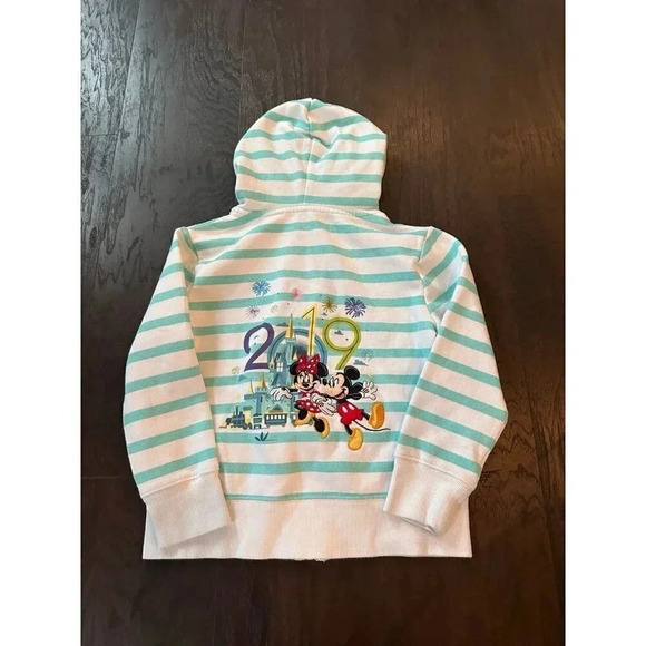 Disney Parks 2019 Embroidered Mickey & Minnie Chip &Dale Zip Up Hoodie Girls b42 - Picture 2 of 6